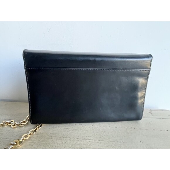 Salvatore Ferragamo Gancini Black Leather Gold Tone Chain Crossbody Shoulder Bag - Picture 6 of 16